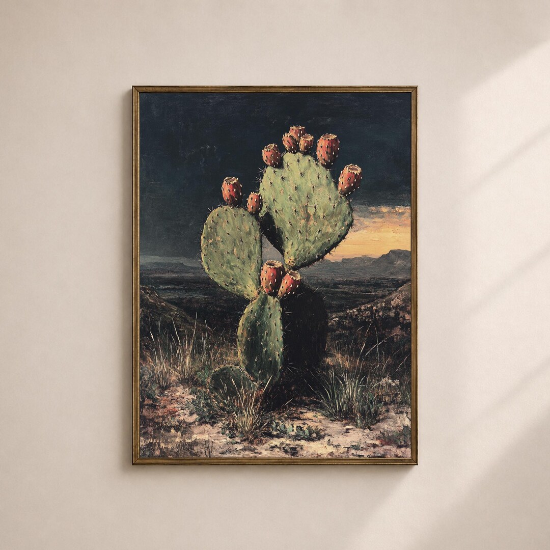 Mexican Cactus Wall Art Printable, Prickly Pear Desert Print ...