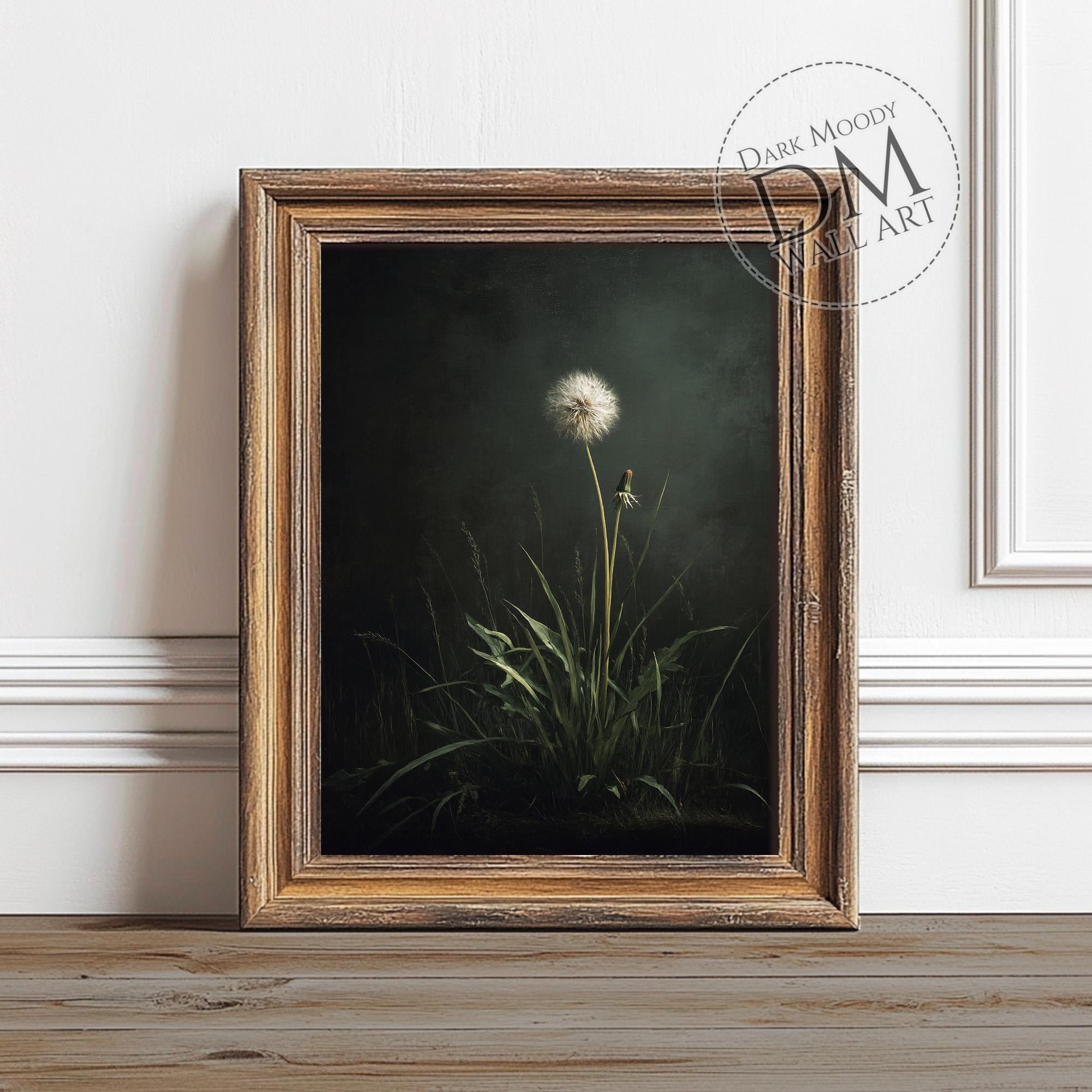 Dandelion Botanical Printable Wall Art, Vintage Dark Academia Floral ...