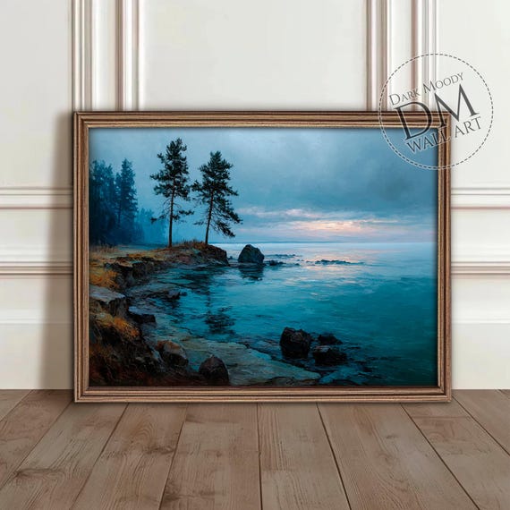 絵画壁掛け　海外で購入 北欧の海岸風景をプリントした壁掛けアート、落ち着いたスカンジナビア