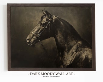 Peinture cheval, art de mauvaise humeur, impression cheval noir moderne, art mural équestre, art mural imprimable, téléchargement numérique