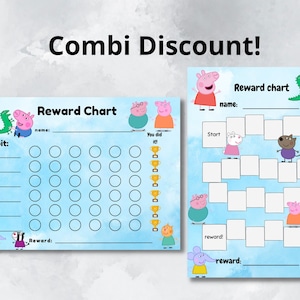 peppa pig reward chart for kids, behaviour chart, habit tracker, printable, download, digital