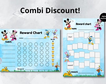 Mickey mouse reward chart for kids, minnie mouse, donald duck, behaviour chart, habit tracker, digital, printable, download.
