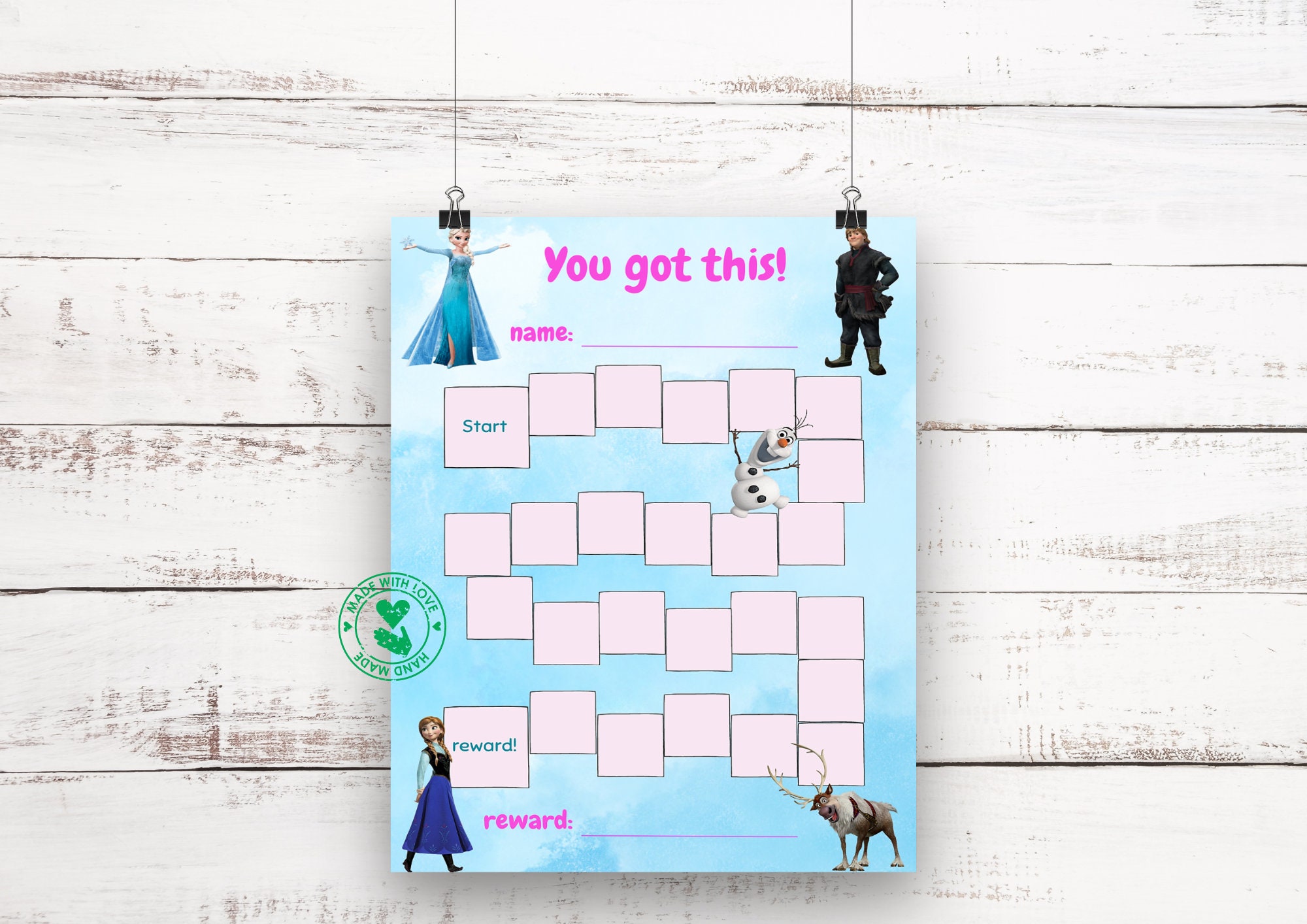 Frozen Reward Chart for Kids, Movie Frozen, Elsa, Olav, Behaviour Chart ...