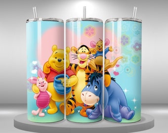 Winnie the Pooh  Tumbler wrap 20oz skinny tumbler ,digital download, printable sublimation image