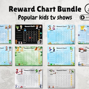 Belohnungstabelle für Jungen, Mario, Sonic, Pokemon, Lehrer Belohnungstabellen, digitaler Download, Belohnungstabellen für TV-Serien, Belohnungstabellen für Mädchen