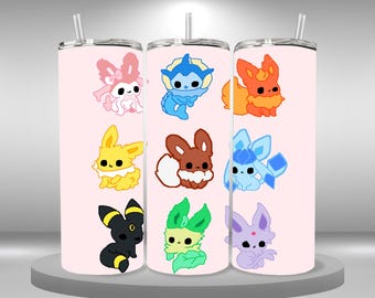Pokémon Tumbler wrap eevee tumbler wrap, , 20oz skinny tumbler, pokemon tumbler, pikachu, , kids tumbler, digital download, umbreon