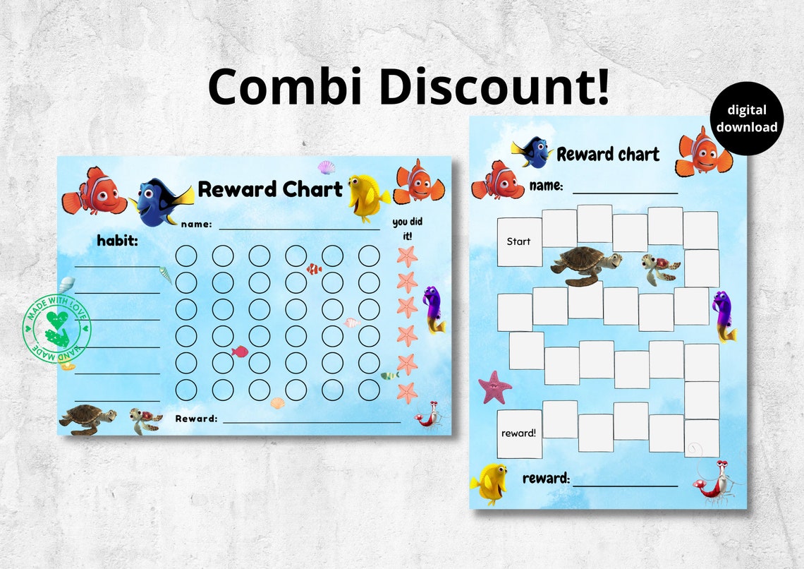 Finding Nemo Movie Reward Chart for Kids, Digital, Printable A4, Download, Dory, Finding Dory ...