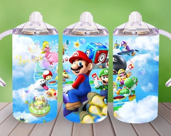 Mario Tumbler wrap 12oz vaso, mario, luigi, yoshi, descarga digital, imprimible, imagen de sublimación de descarga digital