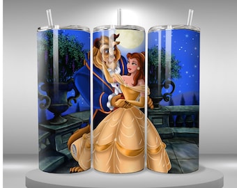 Beauty and the Beast Tumbler wrap 20oz skinny tumbler, Belle png, digital download,  sublimation image, printable