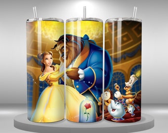Beauty and the Beast Tumbler wrap 20oz skinny tumbler, Belle png, digital download,  sublimation image, printable