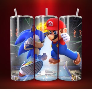 Mario and Sonic Tumbler wrap 20oz skinny Becher, Mario, Sonic the Hedgehog, digitaler Download, Mario png, Sonic png, Sublimationsbild