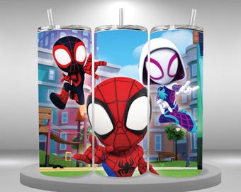 Spidey and his amazing friends Tumbler wrap 20oz skinny tumbler, Spiderman, Spidey png, png,digital download, printable sublimation image