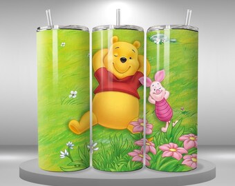 Winnie the Pooh Tumbler envuelve vaso delgado de 20 oz, descarga digital, imagen de sublimación imprimible