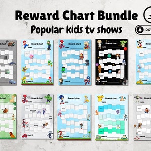 Belohnung Chart Bundle für Jungen, Mario, Sonic, Pokemon, Lehrer Belohnung Charts, digitaler Download, printable, Chore Charts, Kinder Belohnung Chart