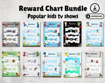 Reward Chart bundle for boys, mario, sonic, pokemon, teacher reward charts, digital download, printable, chore charts, kids reward chart
