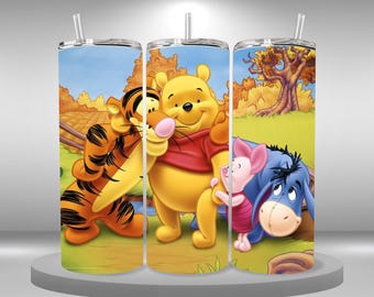 Winnie the Pooh  Tumbler wrap 20oz skinny tumbler ,digital download, printable sublimation image
