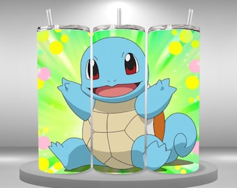 Squirtle tumbler wrap, Pokémon Tumbler wrap 20oz skinny tumbler, pokemon tumbler, Ash pokemon, kids tumbler, digital download, pokemon png