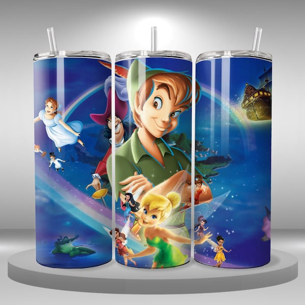 Peter Pan Tumbler wrap 20oz skinny tumbler, Tinkerbell png, digital download, printable sublimation image