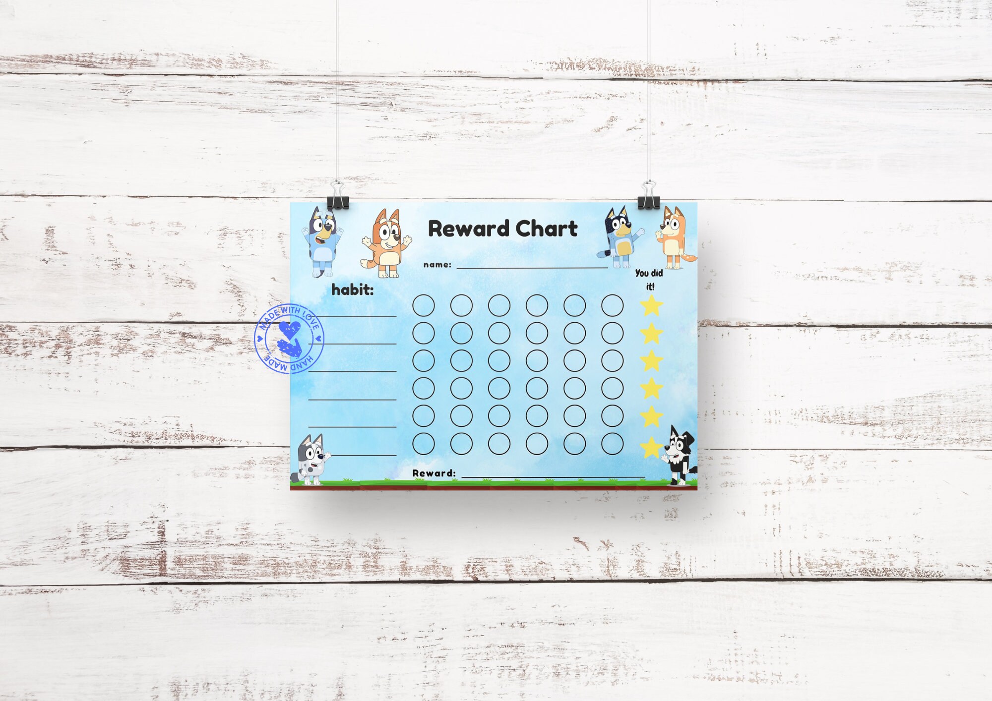 Bluey Reward Chart for Kids Potty Chart Habit Tracker - Etsy Israel