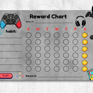 Gaming Reward Chart for Kids, Habit Tracker, Behaviour Tracker ...