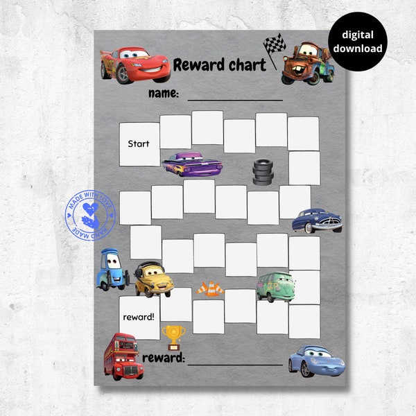 Lightning Mcqueen Potty Training Chart Etsy