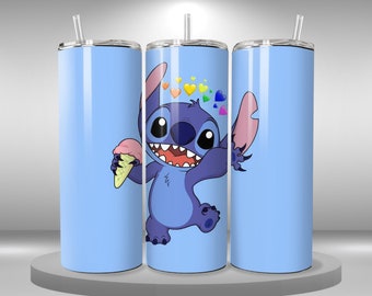 Diseño de sublimación de puntada, vaso de dibujos animados PNG, envoltura de vaso de puntada, diseño de envoltura de vaso flaco de dibujos animados de anime de 20 oz, imprimible, descargar