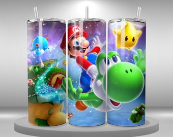 Mario Tumbler wrap 20oz skinny tumbler, mario, luigi, yoshi, download digitale, stampabile, immagine di sublimazione del download digitale