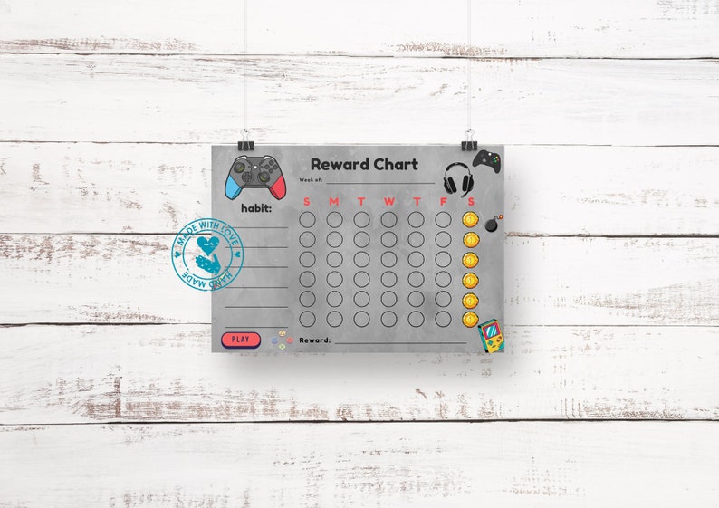 Gaming Reward Chart for Kids, Habit Tracker, Behaviour Tracker ...