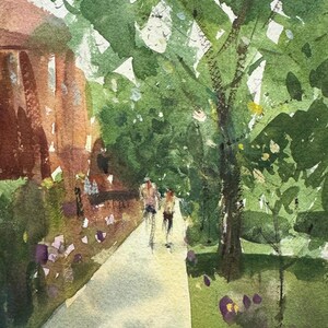 Dipinto ad acquerello originale June Shadows Chicago art firmato