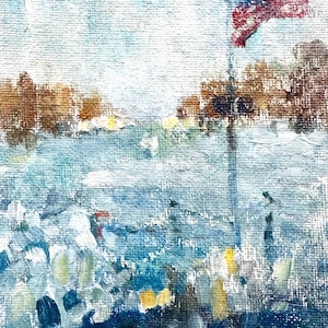 Original oil painting Boston Harbor mini textured art signed