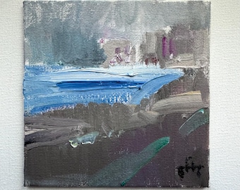Quadro ad olio Lake Texture 4x4, arte urbana per interni.