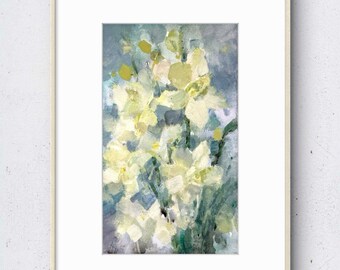 Orchids 6x10 Original Floral Gouache Painting on Paper Signed by Artist