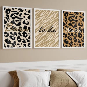 Trendy Leopard Pattern Poster Set | Leopard Wall Art | Leopard Definition Printable | Leopard Set of 3 piece | Above Bed Bedroom Wall Decors