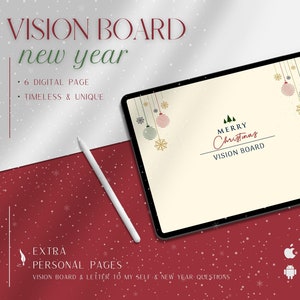 Digital New Year Vision Board Templates | Vision Board Planner | Undated Digital Vision Board | New Year Vision Boards | Manifestation Board