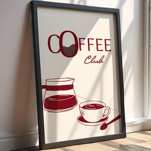 Arte murale retrò Coffee Club / Poster moderno del caffè / Decorazione della cucina in stile vintage / Arte murale del caffè di tendenza / Stampa del Coffee Club / Poster della cucina