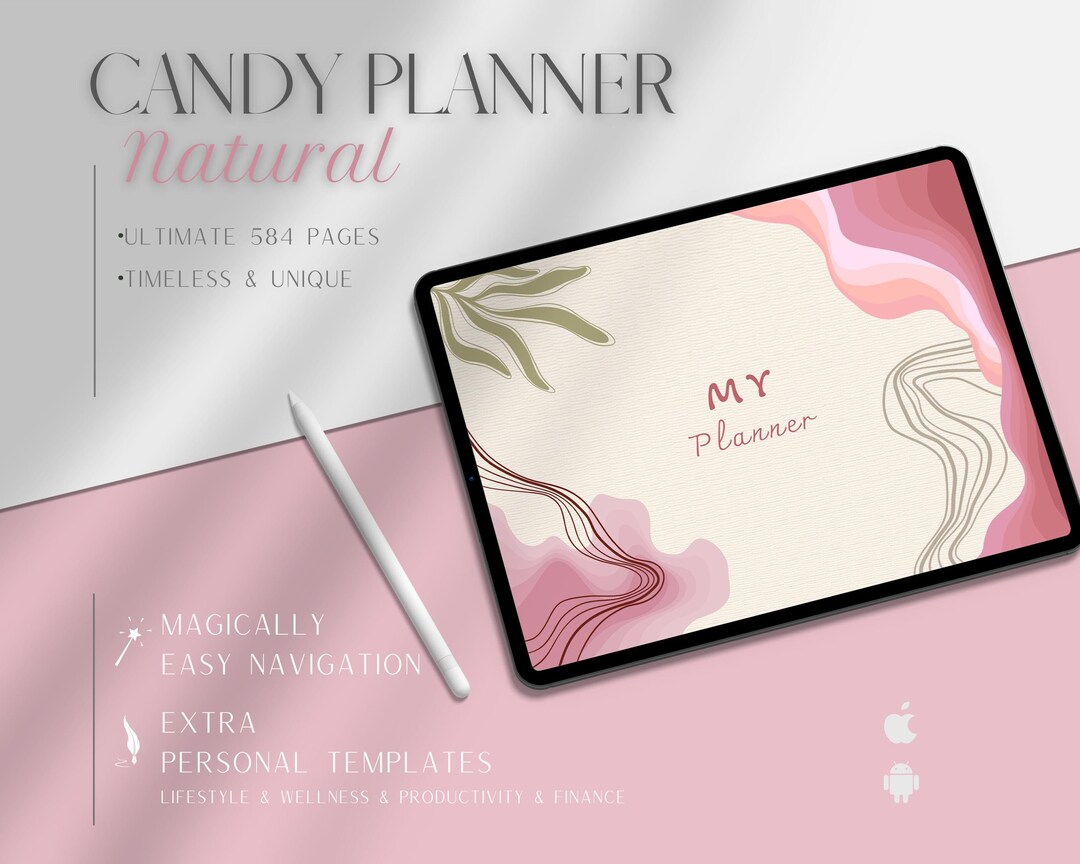 Pink Minimalist Undated Digital Planner | Simple Landscape Planner for ...