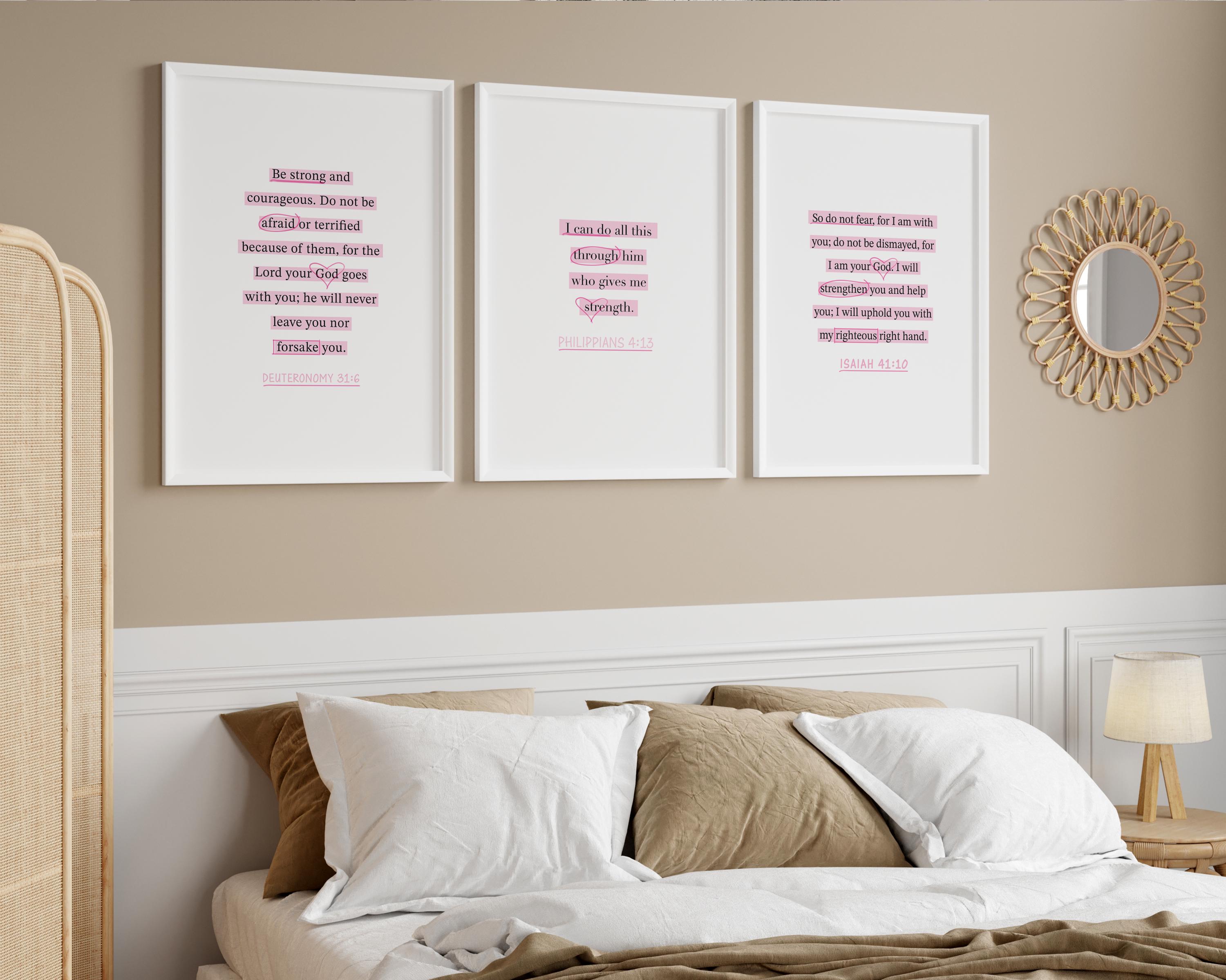 Trendy Christian Wall Art Set | Pink Bible Verse Wall Art | Jesus Poster Set | Christian Aesthetic Printable | Quote Christian Girl Wall Art