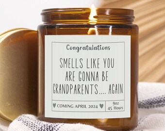 Pregnancy announcement Custom Grandpa and Grandma Gift Grandparent candle parents baby announcement Grandparents Again pregnancy reveal gift