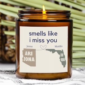 Miss you candle long distance gift, custom best friends moving gift far away, thinking of you gift