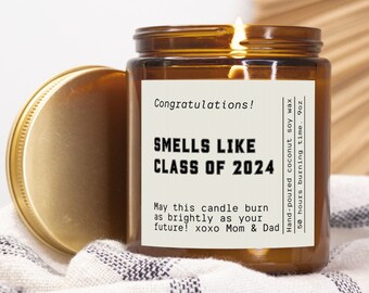 2024 Graduation gift, Personalized grad candle, Custom graduate vegan candle