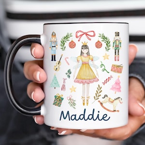 Personalized nutcracker mug with custom name, mouse King or sugar plum fairy, holiday coffee mug, christmas stocking stuffer idea