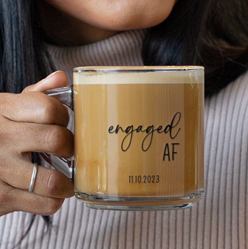 Fiance gift engaged AF personalized mug, custom engaged gift idea for best friend, engaged keepsake, funny engagement gift bild 2