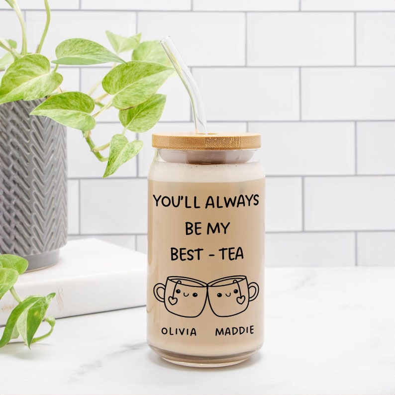 Best-tea Gift, Custom Bestie 16oz Glass Soda Can Cup, Personalized Best ...