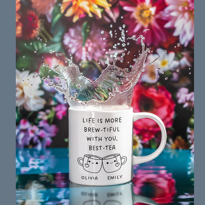 Personalized best friend mug gift, custom best-tea friendship mug, friend birthday long distance 11oz All White Mug