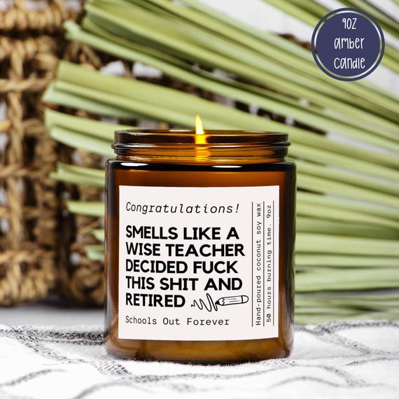 Retired Teacher gift, Teacher funny retirement candle, farewell party present