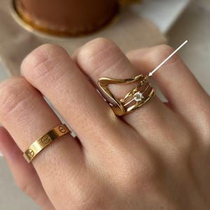 Anello intrecciato in oro massiccio 14k - Delicato anello impilabile in oro, gioielleria minimalista, anello in oro per tutti i giorni da donna, vero oro 14k 585