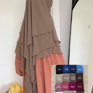 Islamic Headscarf , khimar hijab , three layers khimar , Chiffon hijab , for muslim woman, niqab