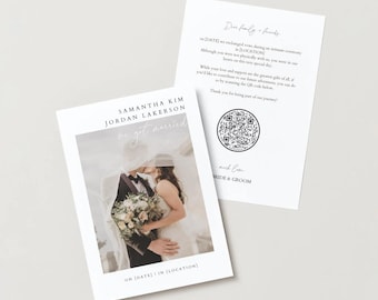 We Got Married Elopement Card with Future Fund QR Code | Digital Elopement Card | Editable Announcement | Minimalist Template