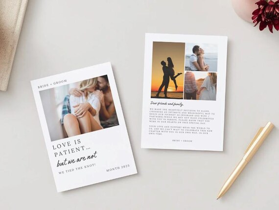 Love Is Patient, But We Are Not Digital Wedding Card | Editable Wedding Announcement | Instant Download | Elopement Announcement Template