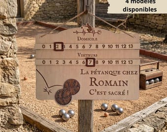 Tableau Score Pétanque – Marqueur de Points Coulissant – Décoration Bois – Cadeau Amateur de Pétanque